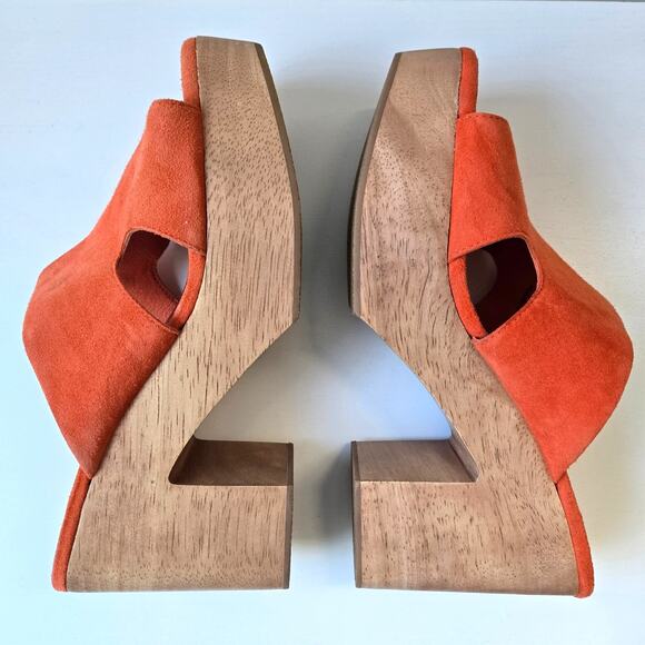 Charlotte Stone NEW Nina Clogs Orange Suede Wedge Slides Womens Size US 9 NWOB - Picture 10 of 15